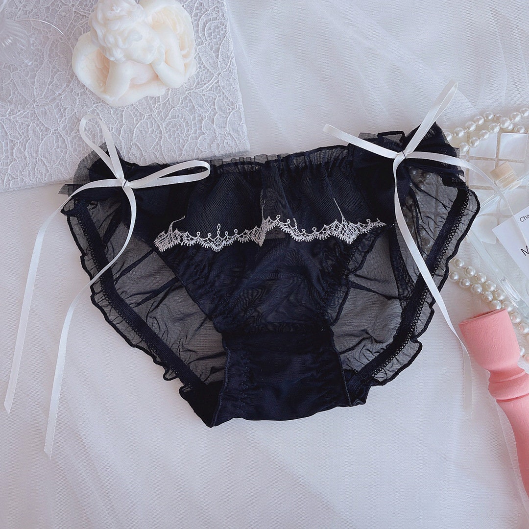 Frilly Flutter Silhouette Sheer Panty French Style Lolita Ruffle Panty