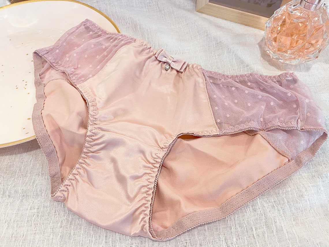 satin lace splicing panty ribbon bow elegant Etsy