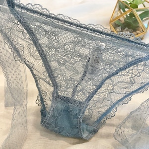 Bikinislip met kanten strikband: naadloos no-show doorschijnend ondergoed voor dames, vintage Franse dunne string-lingerie, comfortabel voor elke dag