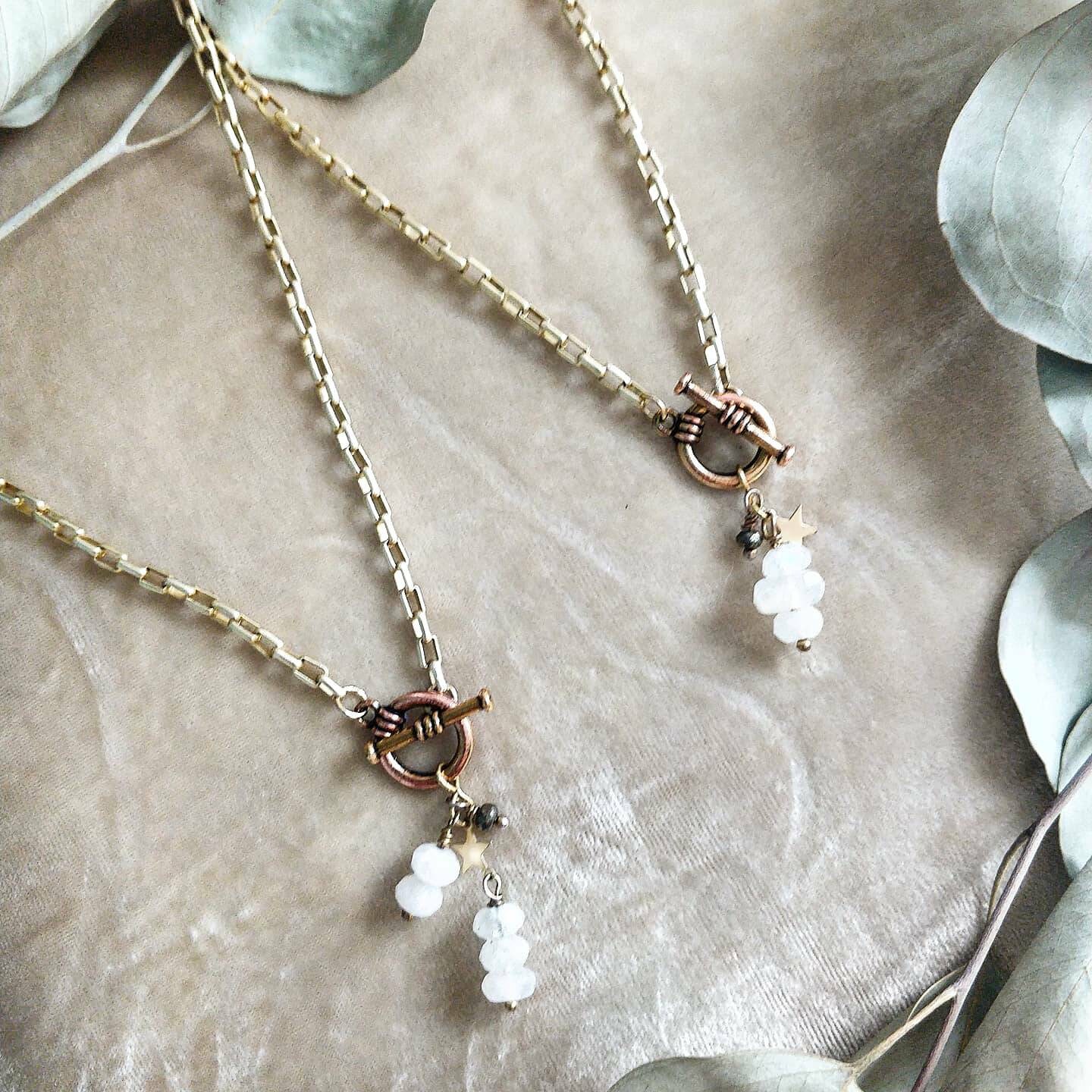 Moonstone charm chain necklace Etsy