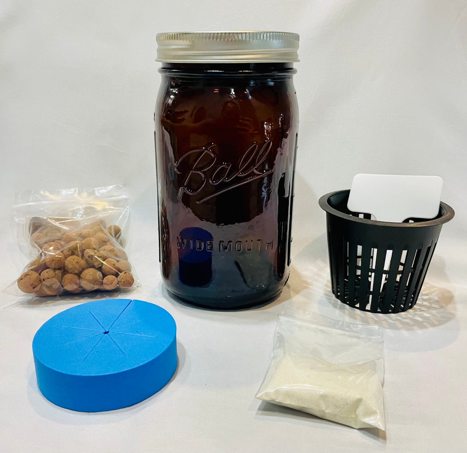 Hydroponic Kratky Starter Kit With Amber Mason Jar Etsy