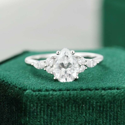 1.70 CT Pear Shaped Diamond Engagement Ring. Solitaire Pear - Etsy