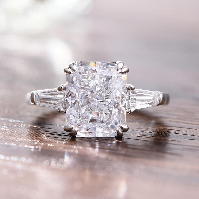 1.50CT Classic Radiant Cut Three Stone Diamond Ring Gorgeous - Etsy