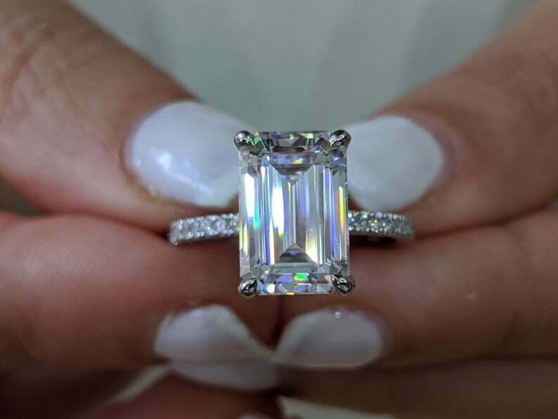 3.50 CT Emerald Cut Solitaire Diamond Ring Gorgeous Solitaire - Etsy UK
