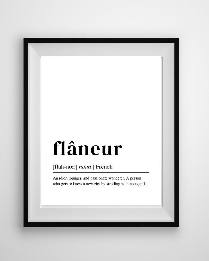 Word Art, Flaneur Definition Wall Art, French Gallery Wall Printables