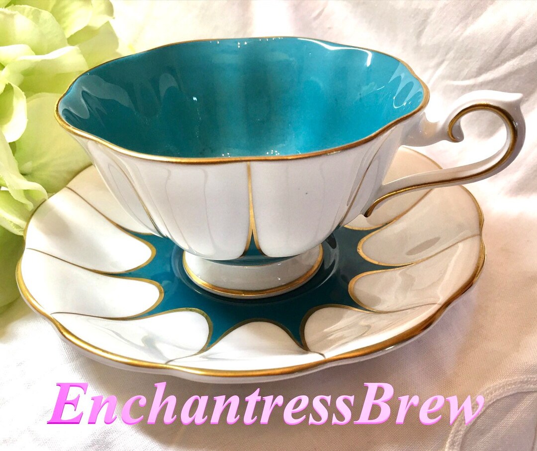 Rare Royal Albert Art Deco Teacup and Saucer Emerald Green Avon Shaped