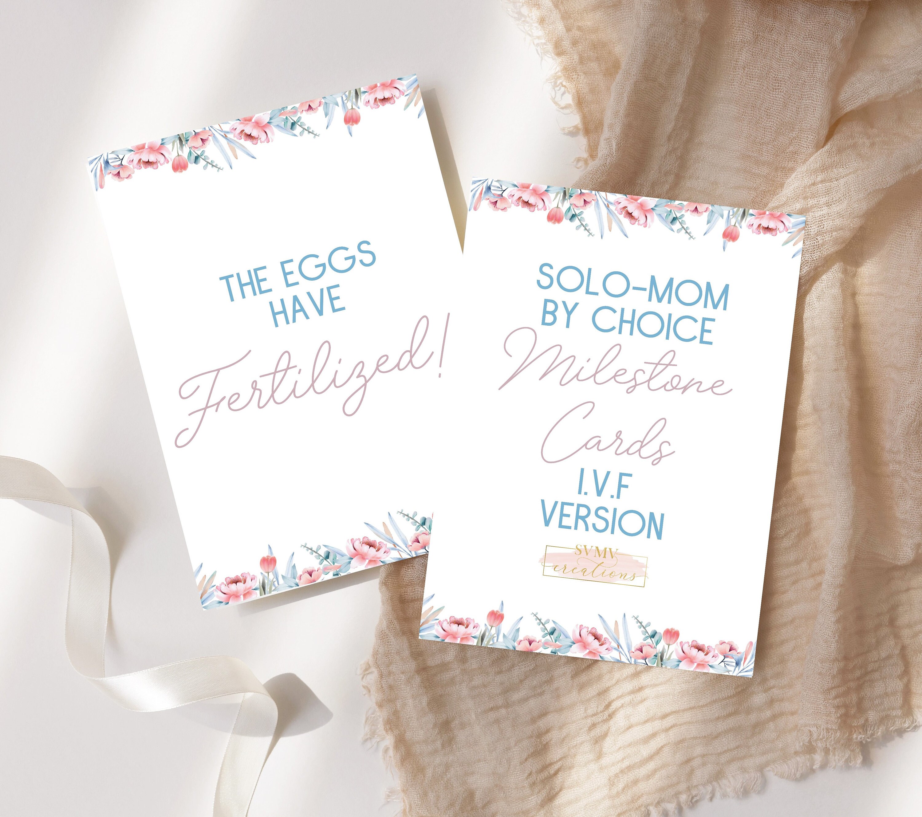 Solo Mum IVF Milestone Cards – Floral Printable (digital Download) - Etsy