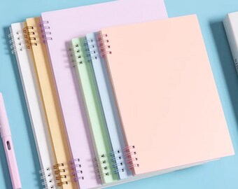 Carnets pastel A5 et B5 | 6 couleurs disponibles | 80 Feuilles lignées | Carnets de couleurs pastel | Retour à l'école | Cahier à spirale