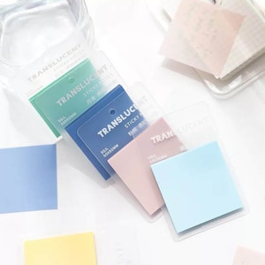 Translucent sticky notes | 7 colours | 50 sheets per pad | memo paper for Planners and notes