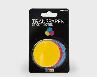 CMYK sticky notes | Round Transparent sticky notes | 3 bright colours in a pack, 90 sheets
