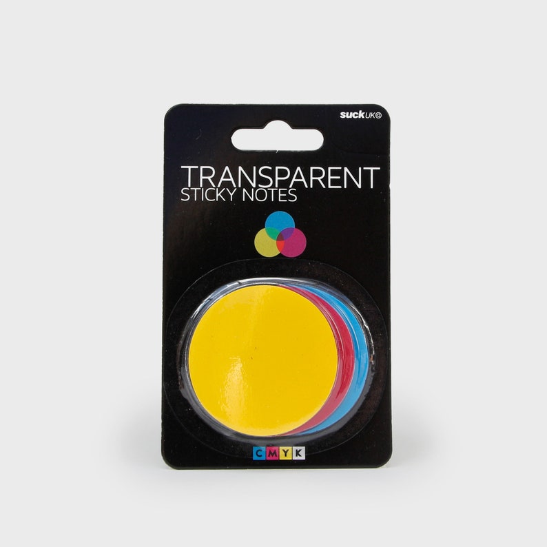 CMYK sticky notes Round Transparent sticky notes 3 bright colours in a pack, 90 sheets image 1