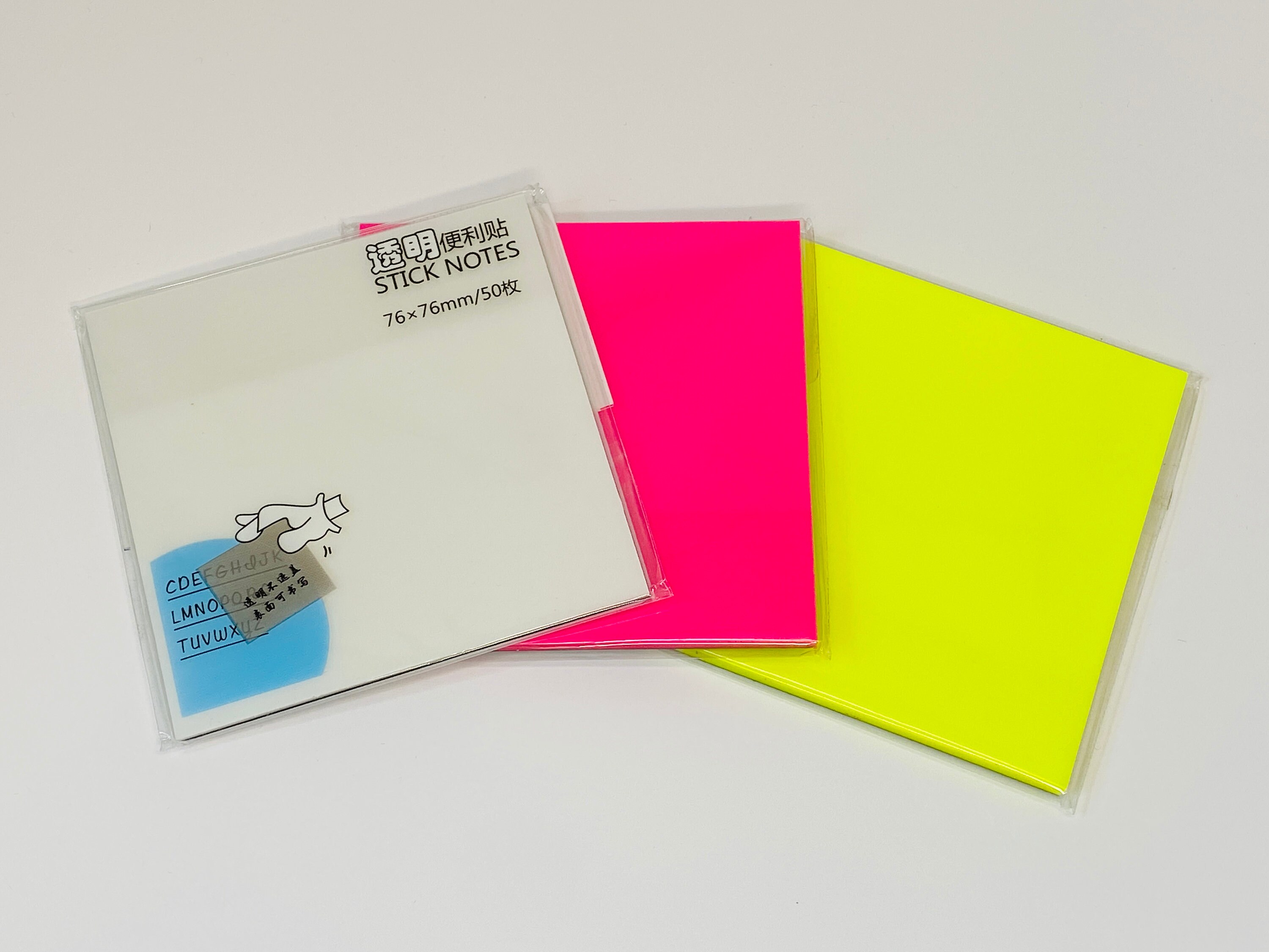 Transparent Sticky Notes, See Through Sticky Notes, Clear Matt, Neon Pink &  Yellow 50 Sheets per Pack 