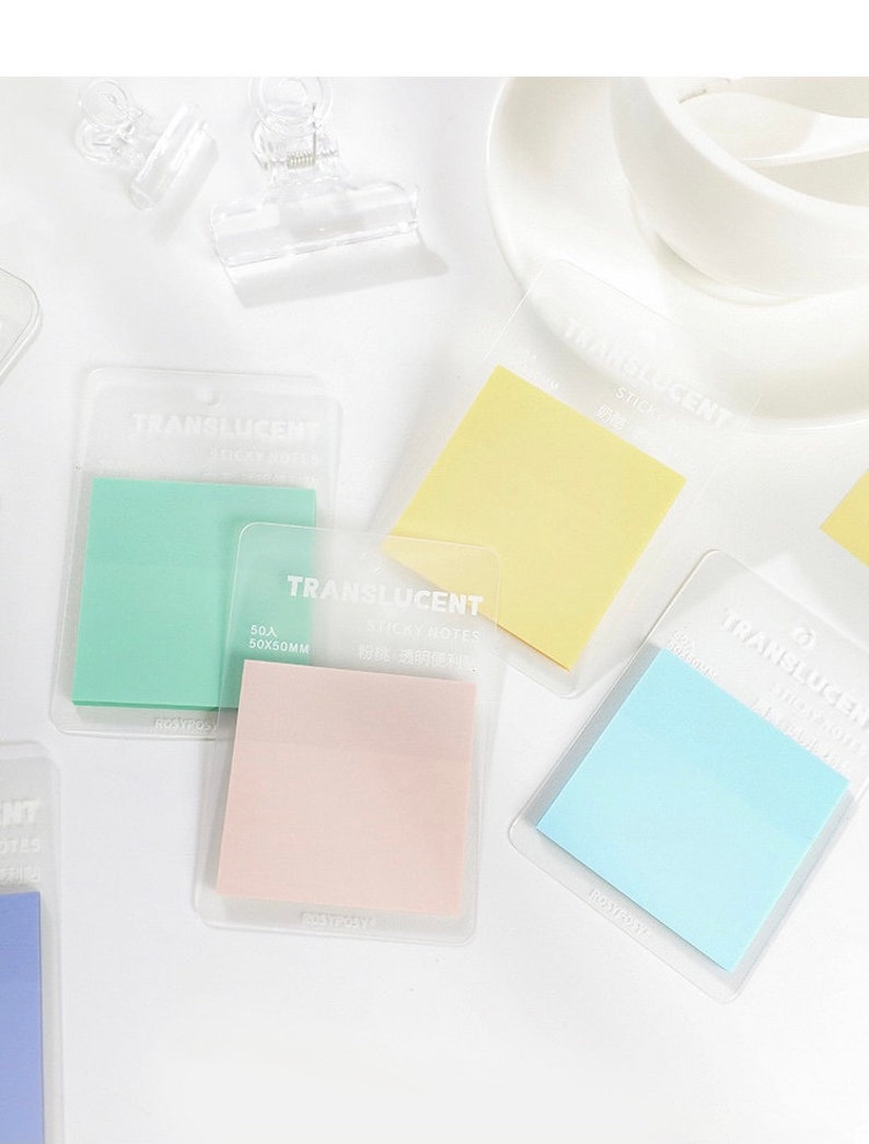 Translucent Sticky Notes 7 Colours 50 Sheets per Pad Etsy UK