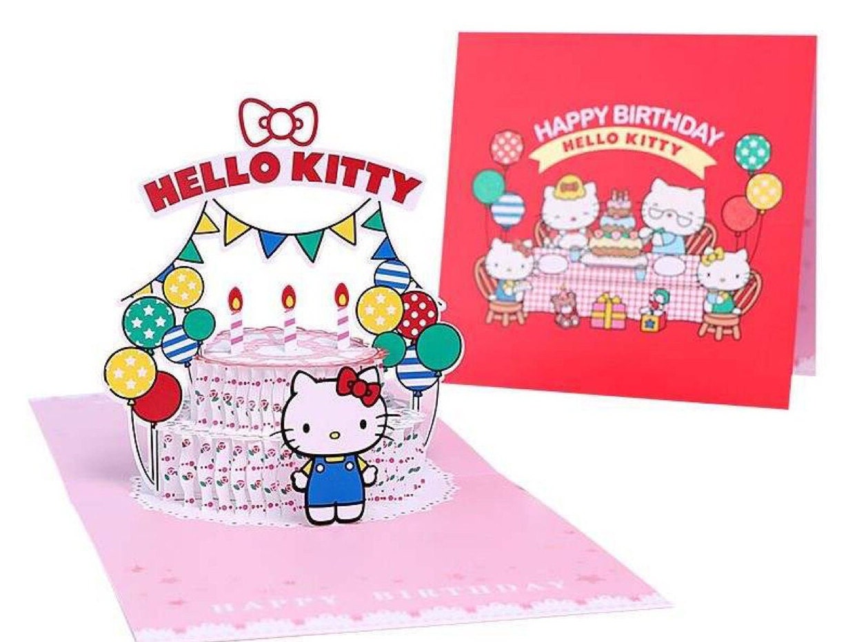 Hello Kitty Pop up Birthday Card Girls Cute Birthday Card - Etsy