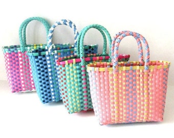 Cute Colourful Woven Mini Handbags with pouch | 4 colours | top handles