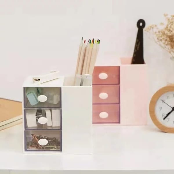 Multifunctional desk tidy | Penholder with drawers | Desk Storage| Pen Pot with drawers | Pen organiser | Pen Organizer | 4 colours