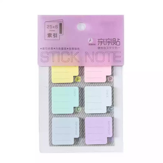 Pastel Colour Sticky Note Tabs index Notes Bookmark Sticky Notes