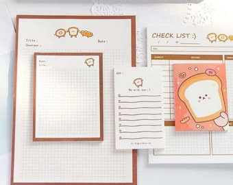 Set of 5 Notepads | Cute Notepads | Toast sticky notes | Cherry memo pad | 30 sheets per pad