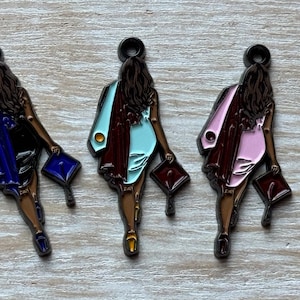 1 Black Woman Graduation Charm, Graduation Charm, Afro Girl Charm, Black Girl Charm, Grad Charm, Natural Hair Charm, 42mmx20.5mm