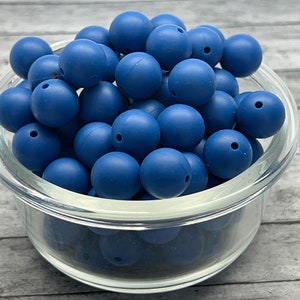 15mm Blue Silicone Bead, Blue Silicone Beads, Silicone Beads, 10 Beads per order