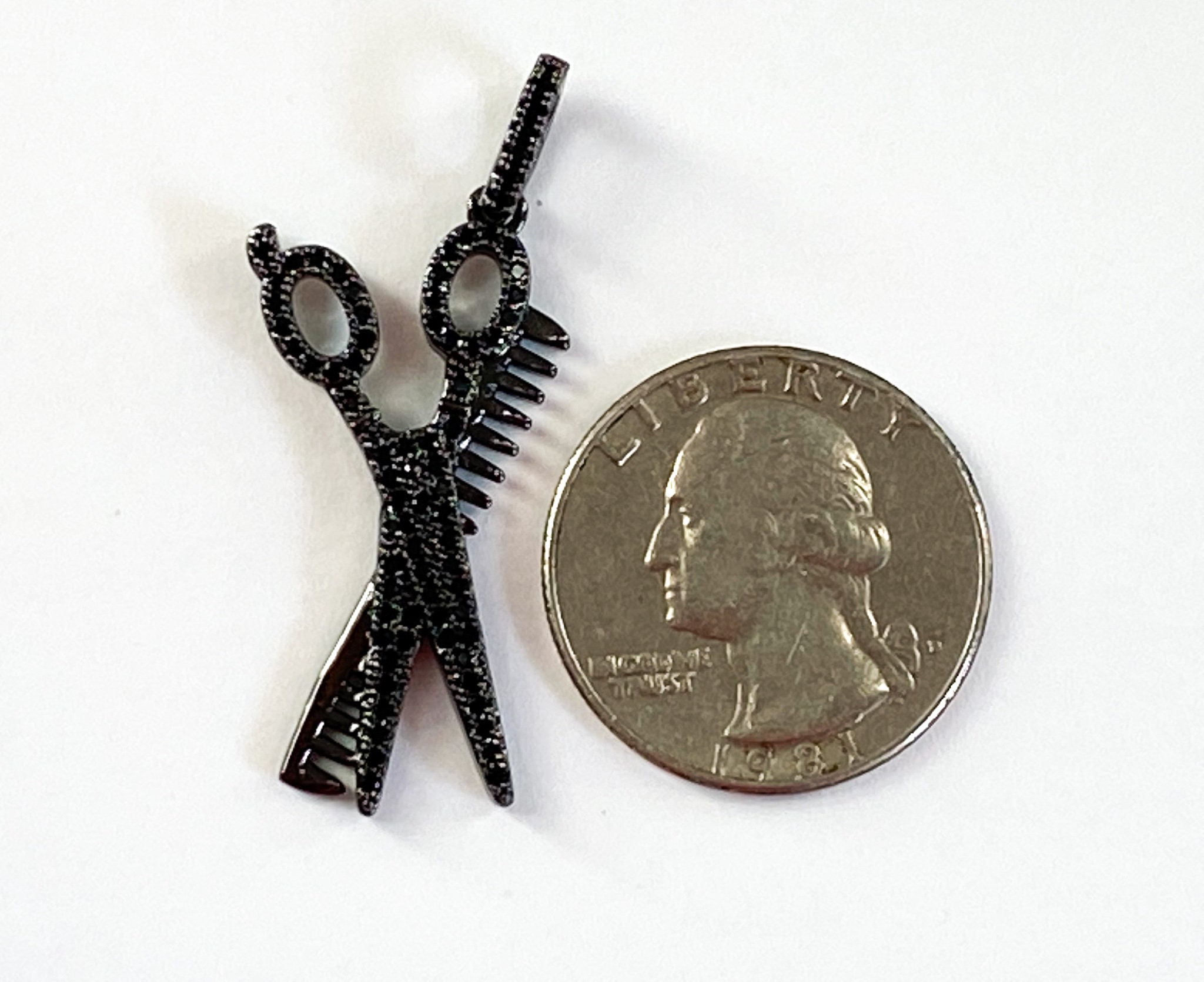 1 CZ Pave Scissors and Comb Charm Hairstylist Charm Stylist Etsy