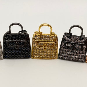 1 CZ Purse Charm Charm, Bling Purse Charm, CZ Charms, CZ Micro Pave Charm, Bracelet Charms, Necklace Charms, Pendant, 25x20mm image 1
