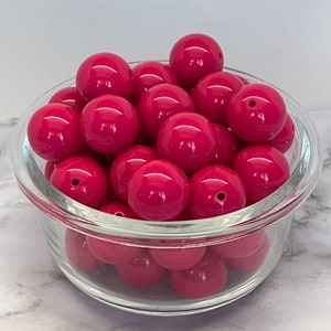 20MM Hot Pink Solid Chunky Bubblegum Bead, Acrylic Bubblegum Bead, 10 Beads per order