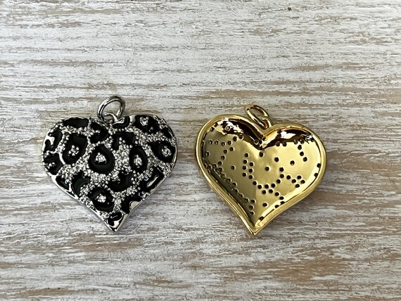 ◇JILLSTUART◇ [Gelato]Black leather petit charm decoration 1 CZ Pave Black Leopard Print Heart Charm, Heart Charm