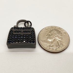 1 CZ Purse Charm Charm, Bling Purse Charm, CZ Charms, CZ Micro Pave Charm, Bracelet Charms, Necklace Charms, Pendant, 25x20mm image 8