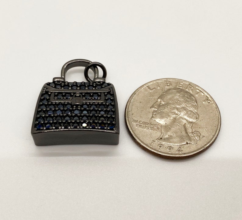 1 CZ Purse Charm Charm, Bling Purse Charm, CZ Charms, CZ Micro Pave Charm, Bracelet Charms, Necklace Charms, Pendant, 25x20mm image 8
