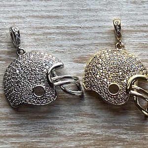 1 CZ Football Helmet Charm, Sports Charm, Football Charm, Helmet Charm, 31mmx26mm