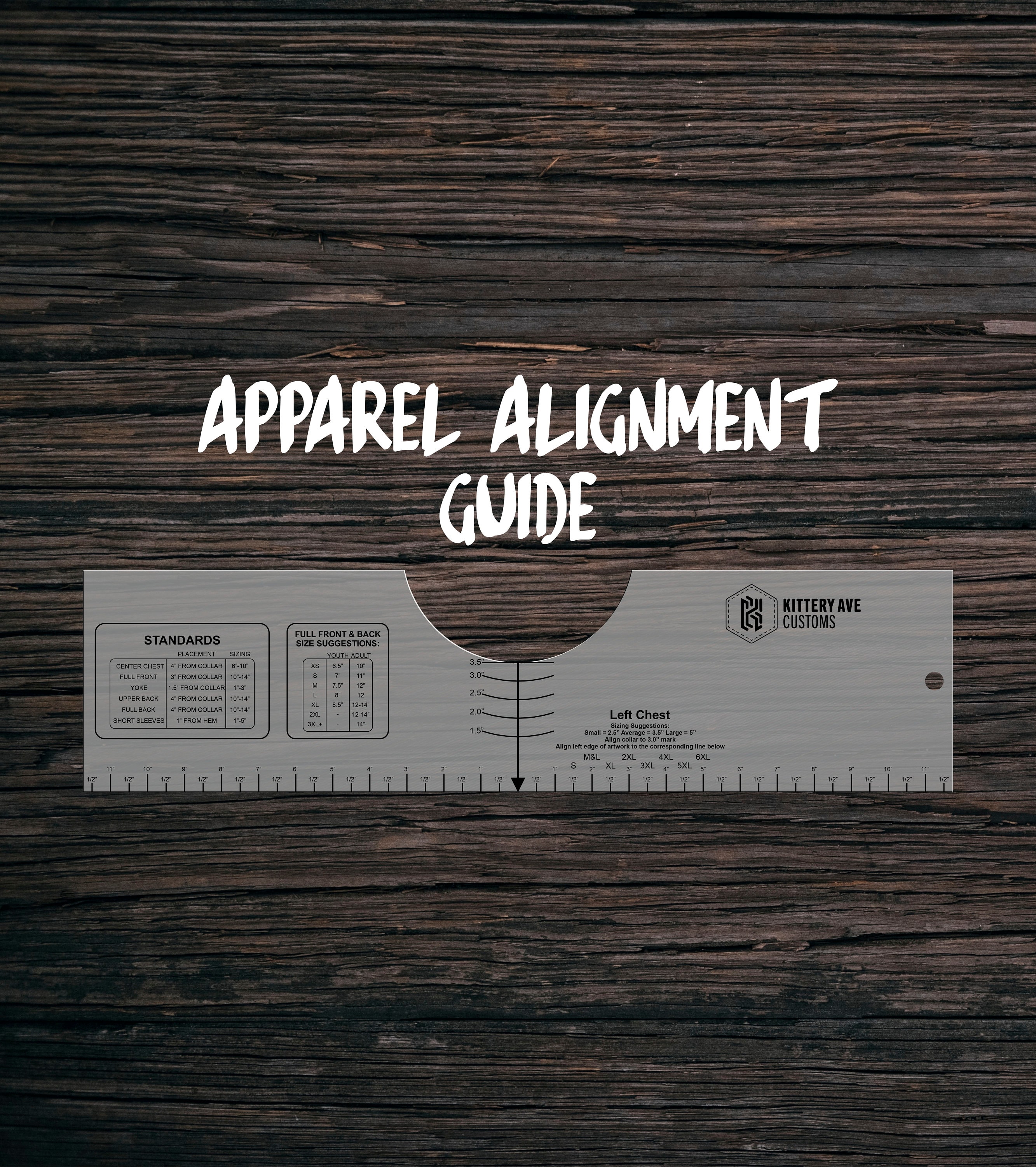 Apparel Alignment Template: HTV, DTF Placement Guide (23.5