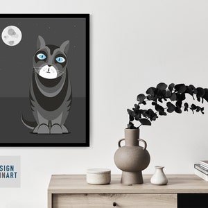 Ilustración de gato / Arte de pared de gato / Arte vectorial de gato / Dibujo de gato / Dibujos animados de gato / Decoración de sala de estar / Decoración de dormitorio