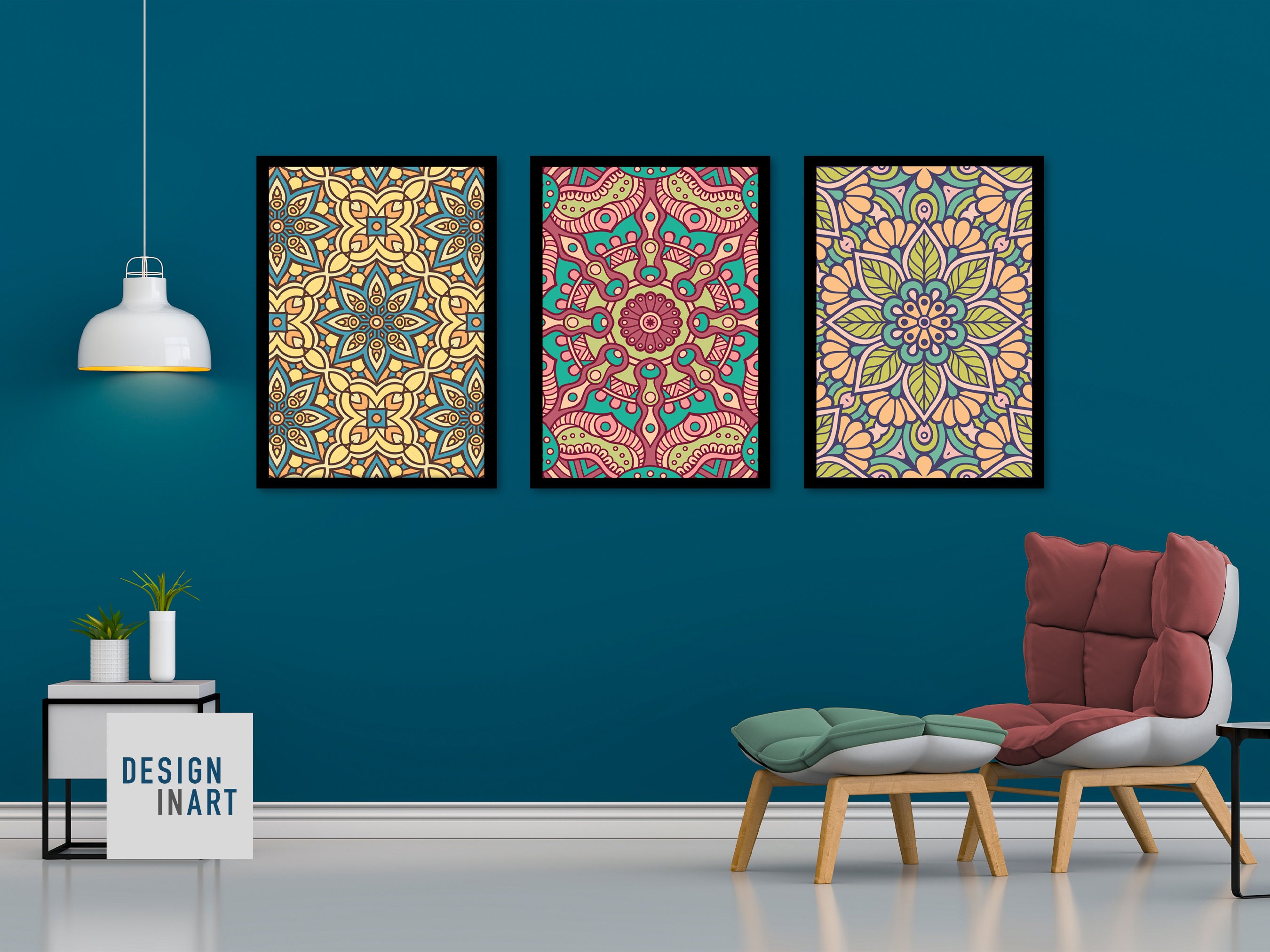 Vintage Style Mandala Wall Art Colourful Mandala Home Decor Etsy UK