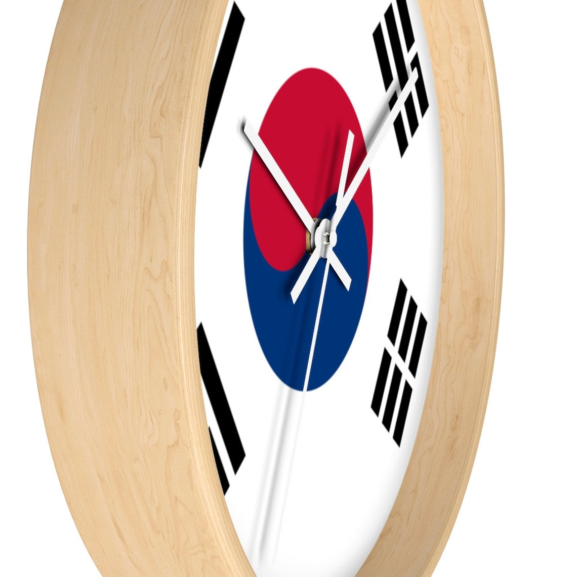 South Korea Wall clock Wooden sides black hands Etsy