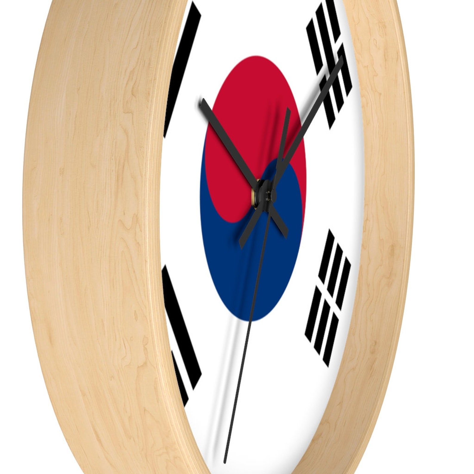 South Korea Wall clock Wooden sides black hands Etsy