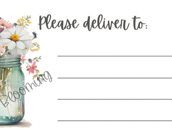 Spring Please Deliver To Label Stickers, PDT Address Labels, Envelope Address Stickers, Set of 10, PDT