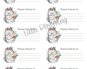 Inspiring Floral PDT Labels: Please Deliver To (Set of 10)