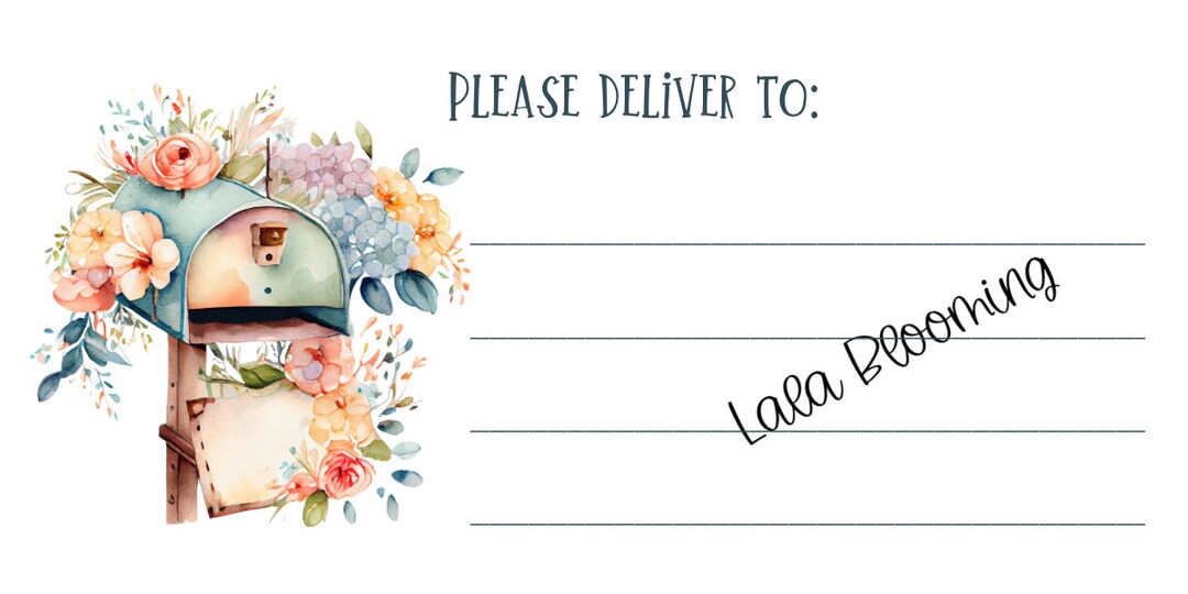 Watercolor Mailbox PDT Labels: Please Deliver to (set of 10) - Etsy