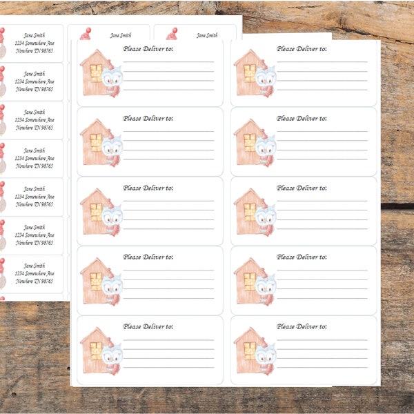 Cute Owl Custom Return Address Label Stickers, Please Deliver to Labels, Envelope Address Stickers