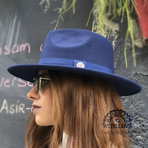 Women's FEDORA Hat Wool Hatnavy Blue 
