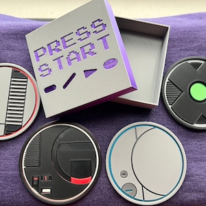 Classic Video Game Console Inspired Coaster Set with Deluxe Option