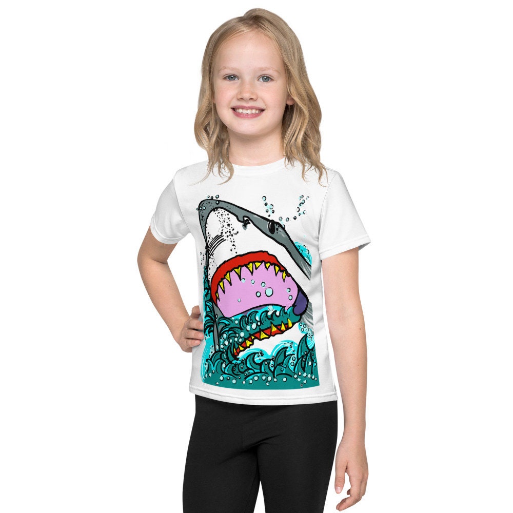 Shark Kids crew neck tshirt Etsy