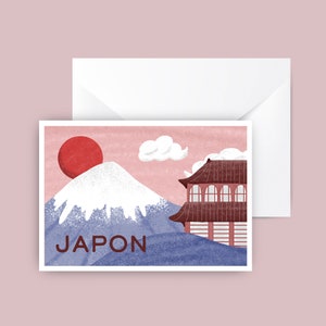 Ilustración de postal de Japón