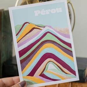 Carte postale voyage au Perou illustration colorée