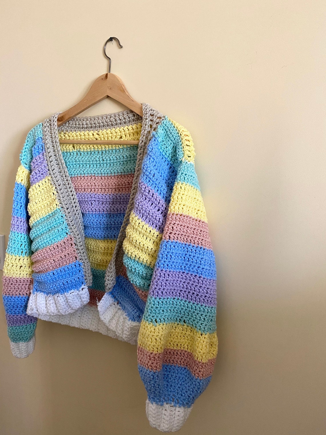 Pastel Rainbow Crochet Cardigan Etsy UK