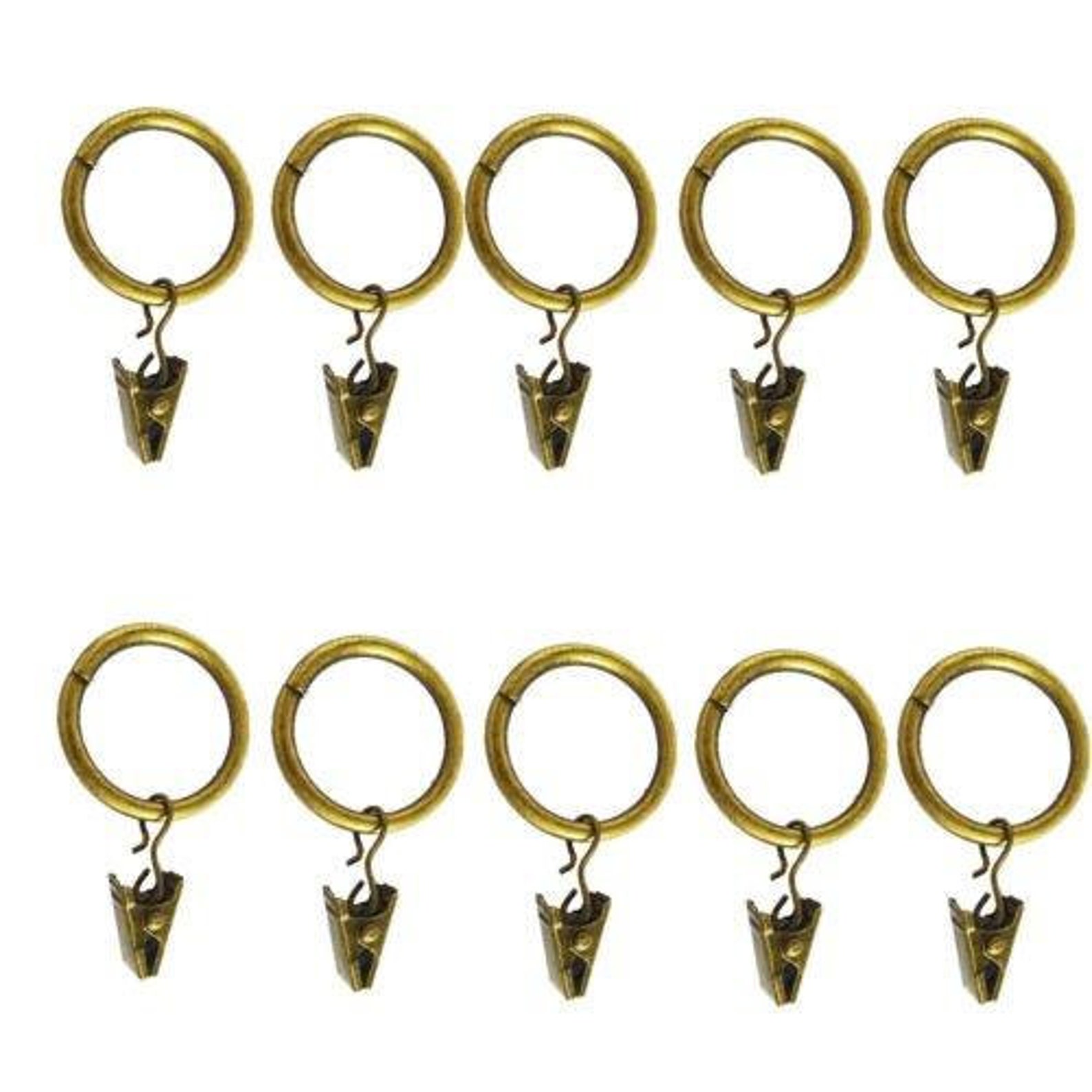Lot De 40 Clips Rideaux En Laiton Antique - Anneaux Ouvrables 2,5cm - Pour Tringle à Rideau