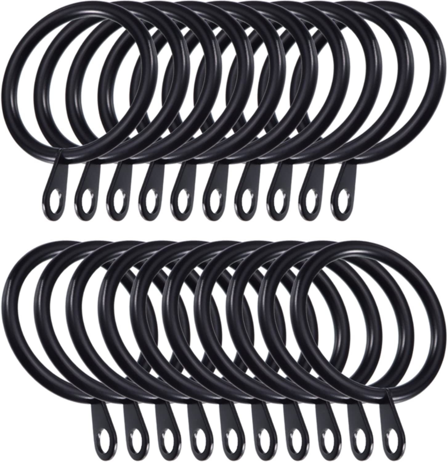 UK SELLER 12 X 30mm Strong Metal Curtain Rings With Eyes without clips Black 