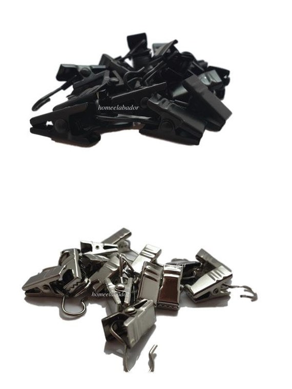 Black and Silver 15 Pinch Clips Alligator Metal With Net Wire Hooks for  Curtains Photos Hanging 