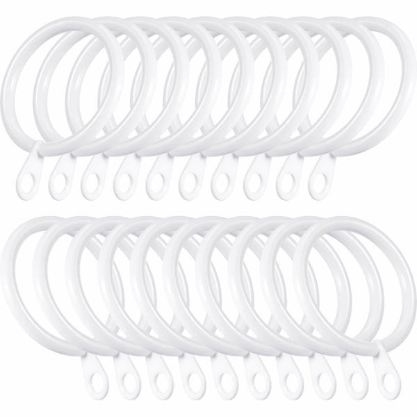 45mm Heavy Duty Metal Curtain Rings With Eyes Voile Pole Bracket White UK